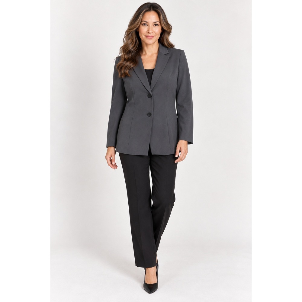 Kasper‎ Blazer Gray Two Button Professional Corporate Minimalist Size 4 Office